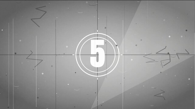 Old film countdowns animate from 10 to 1 in black and white. Vintage movie leader scratches and flickers like classic cinema reels. This 4K clip suits retro, film, and cinematic intro content