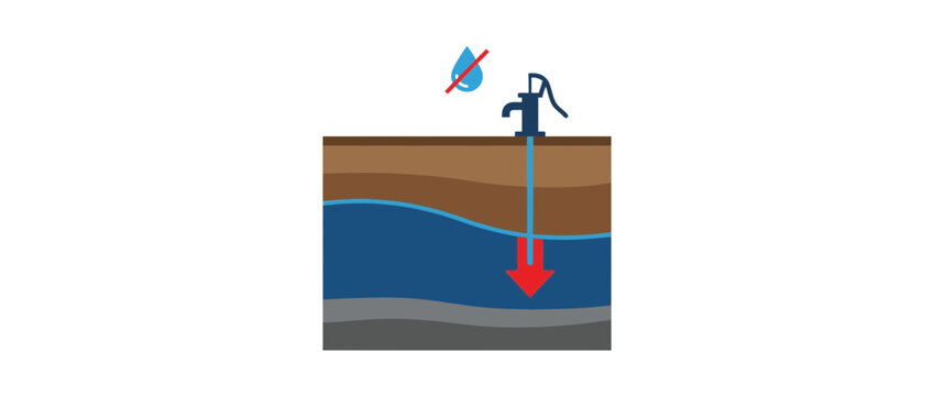 Water Pump Depletion Icon Isolated Transparent Background
