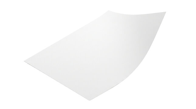 Minimalist white paper sheet mockup, blank curved document page, clean office stationery for corporate branding and print design isolated PNG with Transparent Background