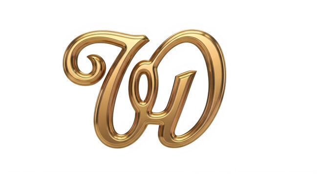 Elegant Golden Script Letter W Isolated Design Vector Graphic transparent background