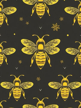 seamless bee pattern