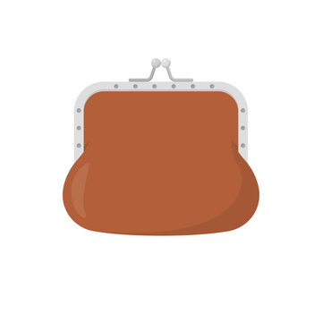 Coin Purse Flat Illustration. Money Pouch Design Element Isolated on White Background