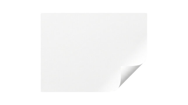 Minimalist white paper sheet with curled corner. Blank stationery mockup for corporate branding. Clean rectangular document page. isolated PNG with Transparent Background