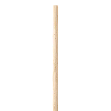 Single wooden dowel rod with a natural grain texture on a white background