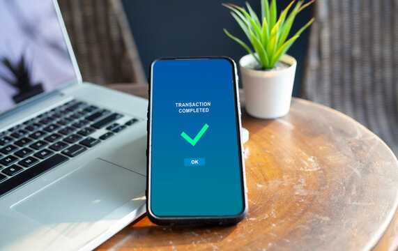 Mobile Online Payment Transaction Completed Concept