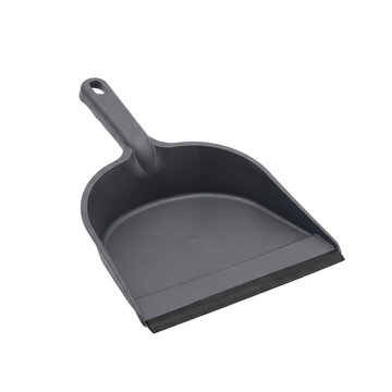 Simple dark gray dustpan with a rubber edge for efficient cleaning