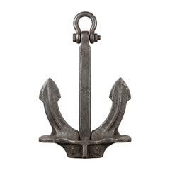 Old metal anchor with two flukes and a shackle on a white background © maximon4ik
