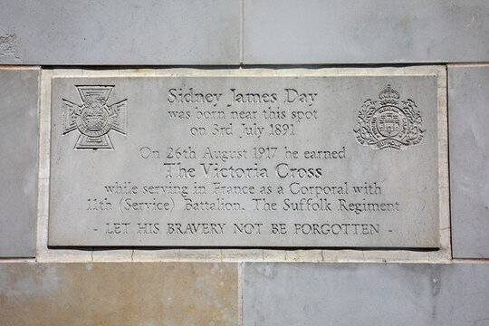 Sidney James VC Plaque in Norwich, UK.