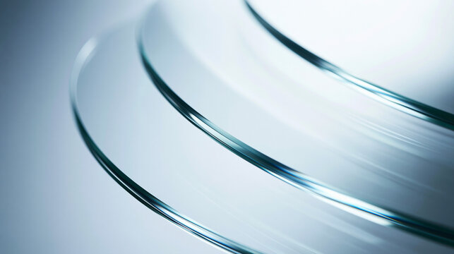 Abstract Close Up of Curved Glass Edges with Reflection