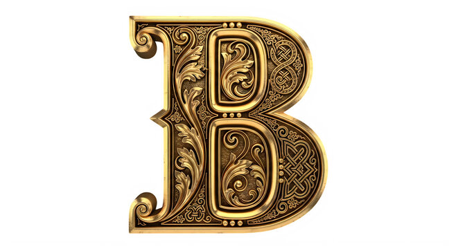 Elegant Gold Ornamental Letter B With Intricate Celtic Design Patterns transparent background
