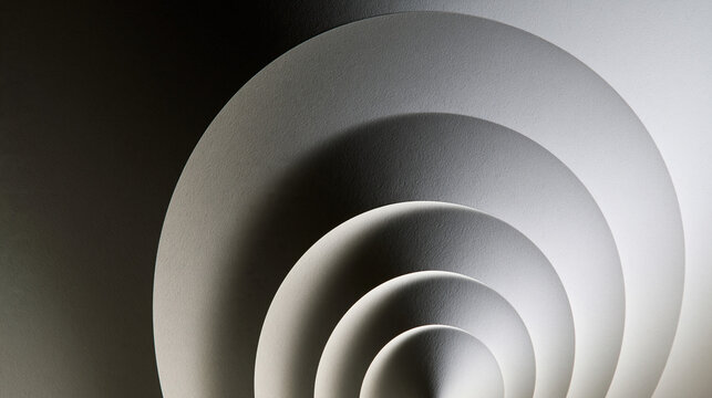 Abstract Monochromatic Concentric Circles Pattern with Light and Shadow