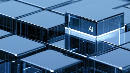 Fototapeta premium Futuristic, reflective keyboard keys with 