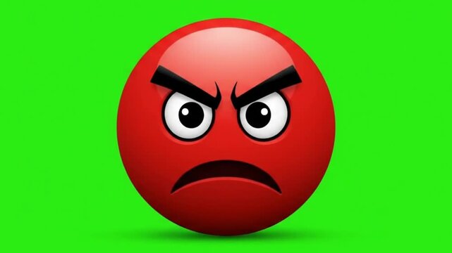 angry red face emoji green screen effect