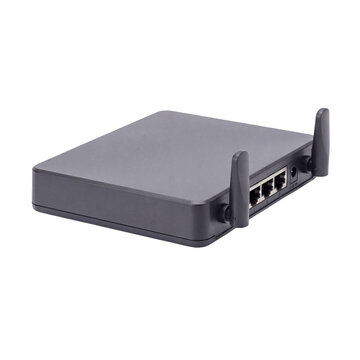 Wireless router with dual antennas isolated on white background