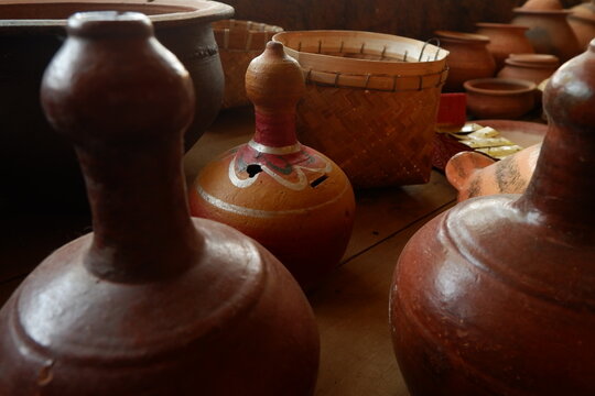 Handmade Teracotta Craftsmanship Displayed at Local Pottery Shop