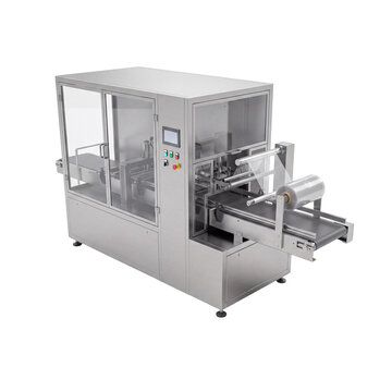 Automatic plastic film wrapping machine for industrial packaging
