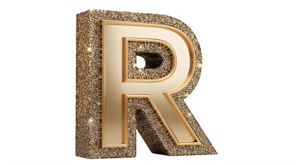 Fototapeta premium Glossy Gold Sparkling Letter R Isolated Design Element For Creative Projects transparent background