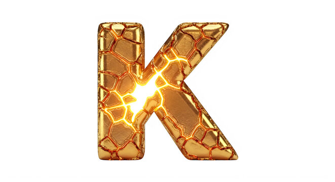 Golden Cracked Texture Letter K Isolated Design For Creative Projects transparent background