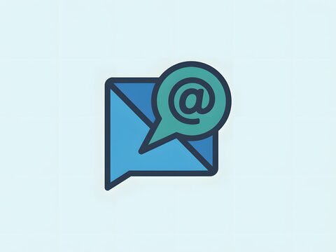A stylized envelope icon with an at symbol inside representing email communication