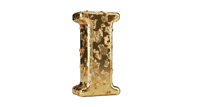 Golden Textured Letter I Isolated On Transparent Background For Design Use transparent background