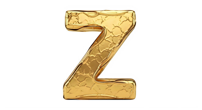 Golden Three Dimensional Letter Z Isolated On Transparent Background transparent background