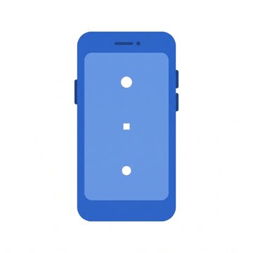 A blue flat design smartphone illustration isolated on a white background, modern technology concept, digital communication, minimal graphic interface.