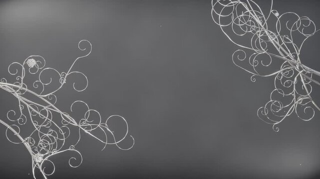 Reacting to first line entering, pale tendrils unfurling spirals and buds, framing center in studio