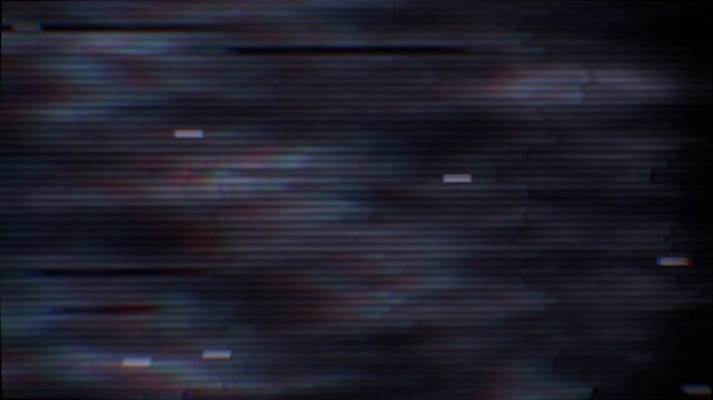 Signal interference sparking white glitch blocks across CRT screen with scanlines, vertical banding