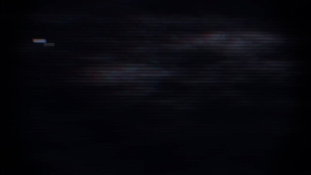 Glitching central scanline field showing drifting rectangles and red fringe after playback starts