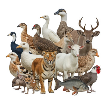 Group of various wild and farm animals together