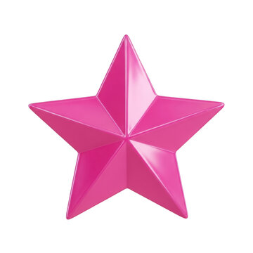 Shiny pink star shape icon with metallic texture