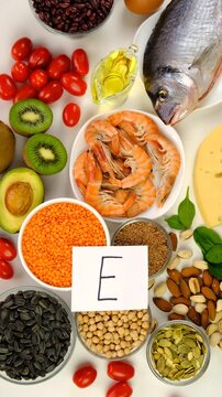 Foods that contain vitamin E. Selective focus.