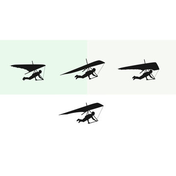 Hang gliding athlete silhouettes for extreme adventure sports