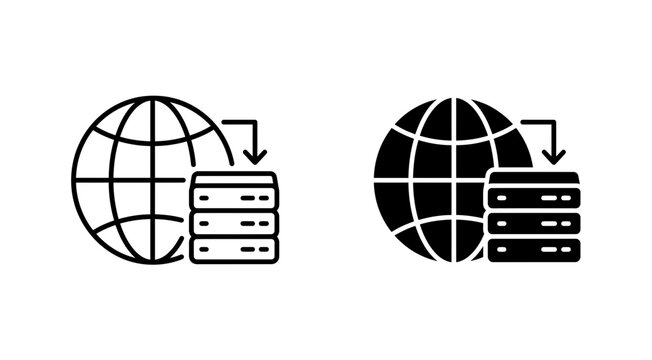 Global Server Network and Cloud Data Connection Icons