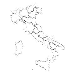 Fototapeta premium Simplified outline map of Italy showing internal administrative regional borders