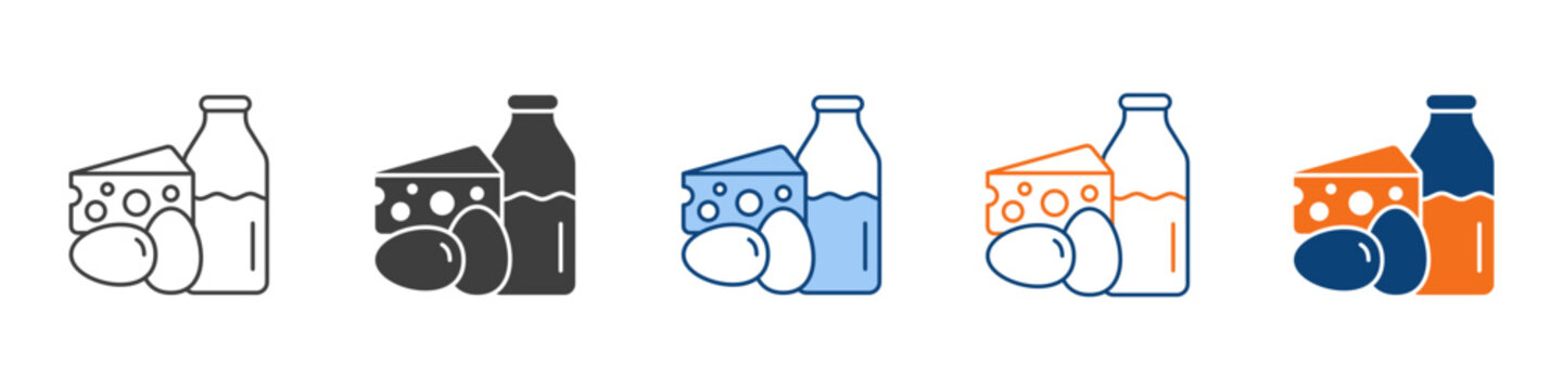 Dairy Product Icon Set Multiple Style Collection