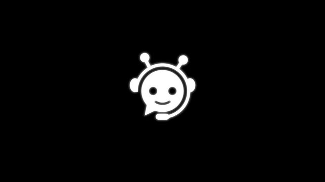 Animated customer support chatbot with headset and speech bubble