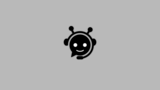 Animated ai chatbot with headset and glowing eyes artificial intelligence