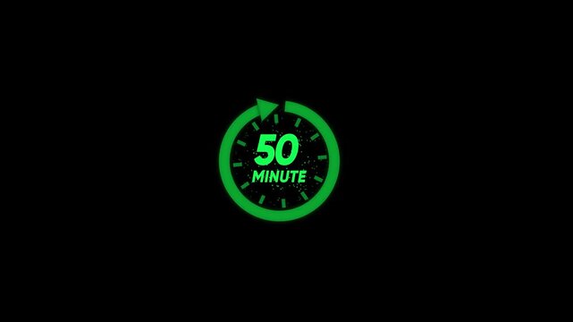 50 minute countdown timer with green circular motion animation