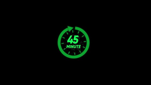 45 minute countdown timer motion with green circular progress indicator