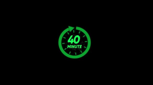 40 minute countdown timer motion with green circular progress indicator