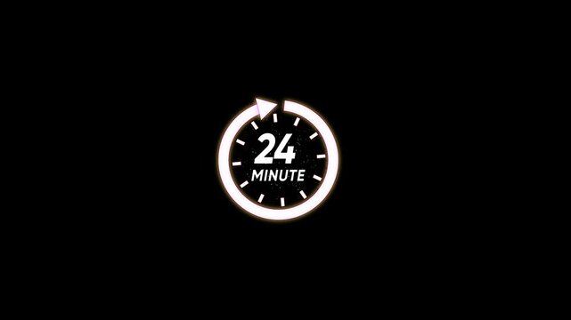 24 minute timer countdown neon loop for business presentations and deadlines