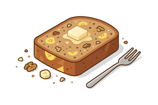 Banana Nut Bread Slice Vector Illustration