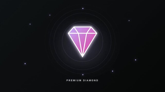 Minimalist neon glowing diamond icon on a dark background.