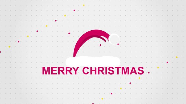 Animated Merry Christmas Text with Flying Santa Claus Hat