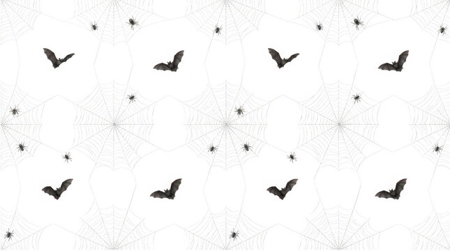 Seamless pattern background featuring spooky spider webs and flying bats for your creative halloween png graphic design projects today