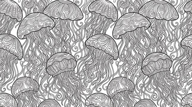 Spiral Jellyfish Ocean Pattern