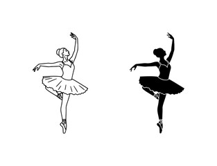 Ballet Dancer Silhouettes, Elegant Female Performing Arts Vector Icons, Classical Dance Poses © ArifIslam