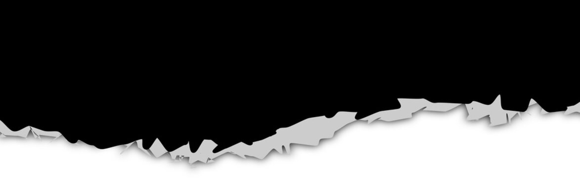 Black torn paper edge with grey ripped border and shadow effect
