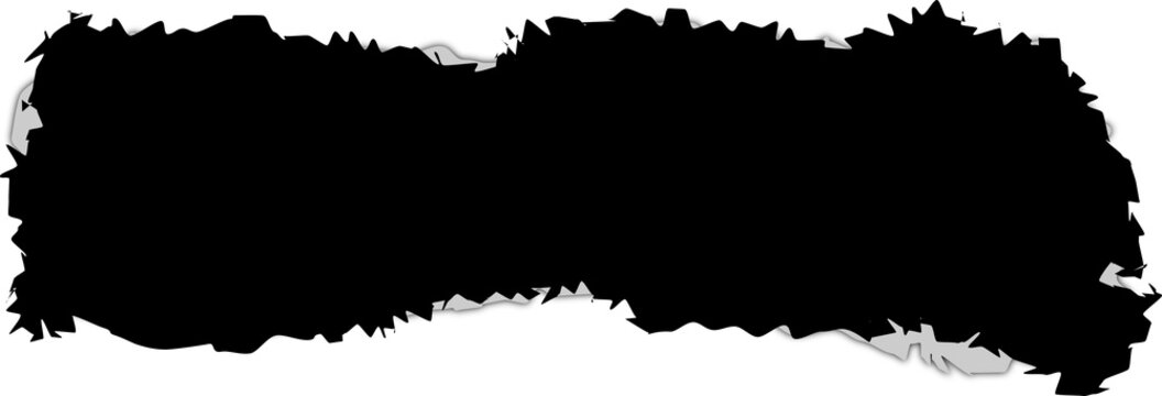 Black ink brush stroke texture with rough edges and dry paint effect